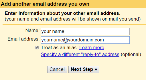 add another email address in gmail for smtp relay